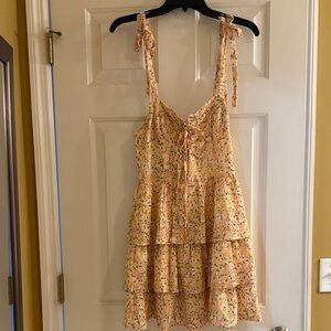 SHEIN Floral Tiered Dress - Peach and Multicolor